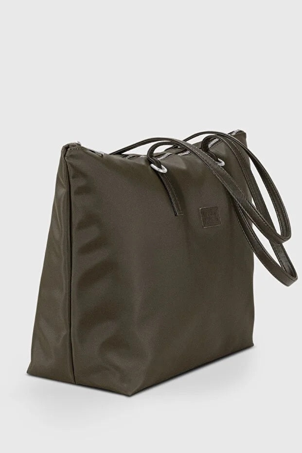 Khaki Large Capacity Water Resistant Shopper Bag For Women